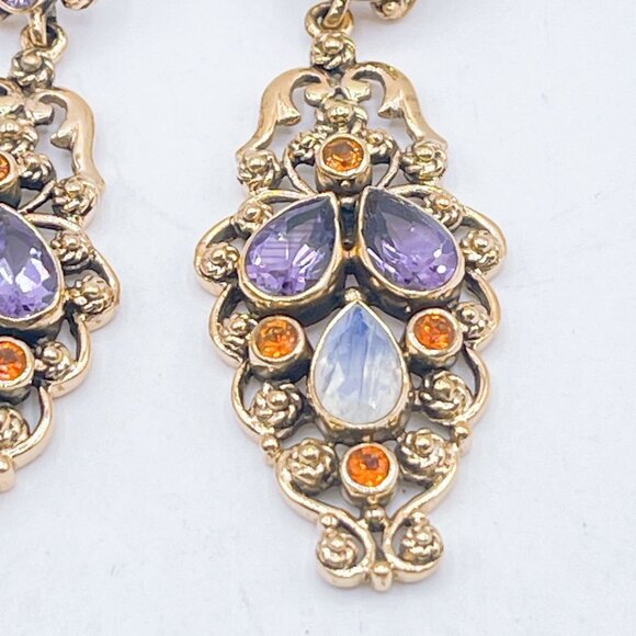 Nicky Butler Gold Tone Earrings Precious Stones Amethyst & Moonstone - Picture 4 of 7